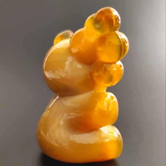 Vntg Boyd "Patrick the Bear" Honey & Beige Slag Glass - Picture 6 of 7